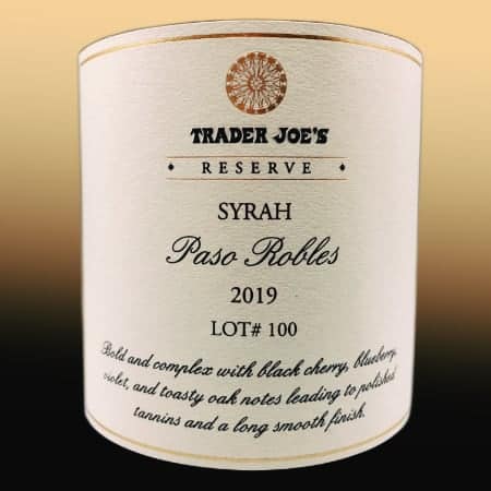 Trader Joe's Reserve Paso Robles Syrah 2019
